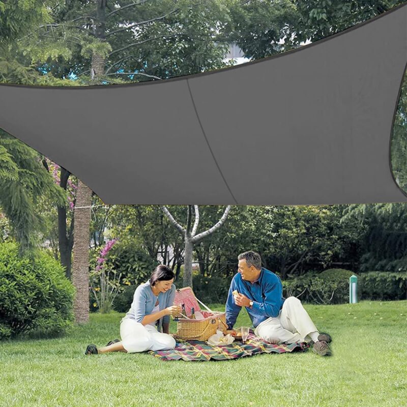 Vela patrata LOVE STORY, impermeabila, 4x4m, poliester, protectie solara, protectie impotriva vantului, protectie UV 95%, antracit