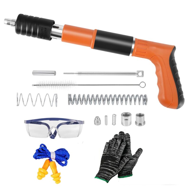 Pistol de cuie manual, portabil, din otel, cu 5 niveluri de putere, cu amortizor pentru tavane, pereti de beton, instalare circuite electrice, decoratiuni interioare