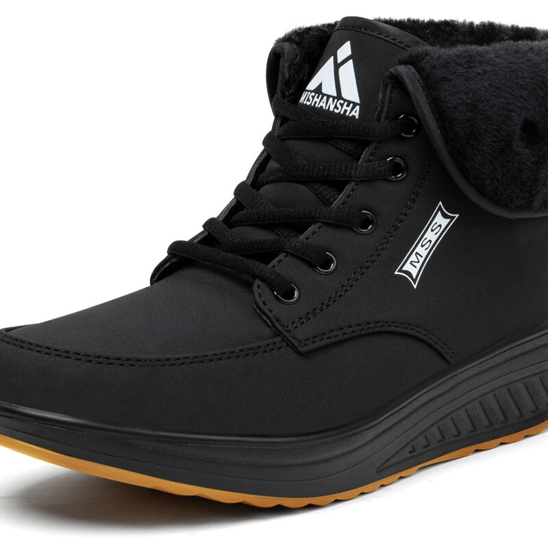 Ghete de iarna, impermeabile, cu toc plat, captusite, pentru femei, cu platform?, negru, 40