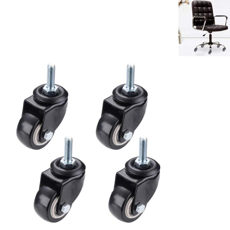 Roti pentru mobila, scaune de birou, din cauciuc, 3.8 cm, negru, 4 buc.