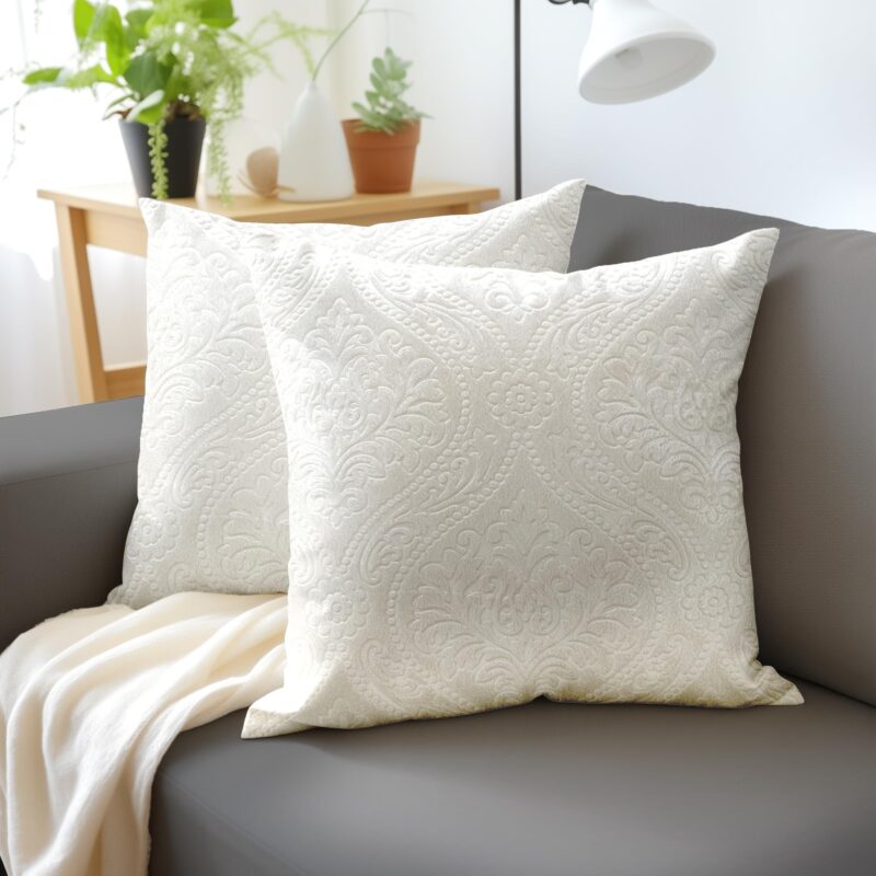 Fete de perna din catifea, model decorativ din plus in relief, set de 2, roz, 60x60 cm