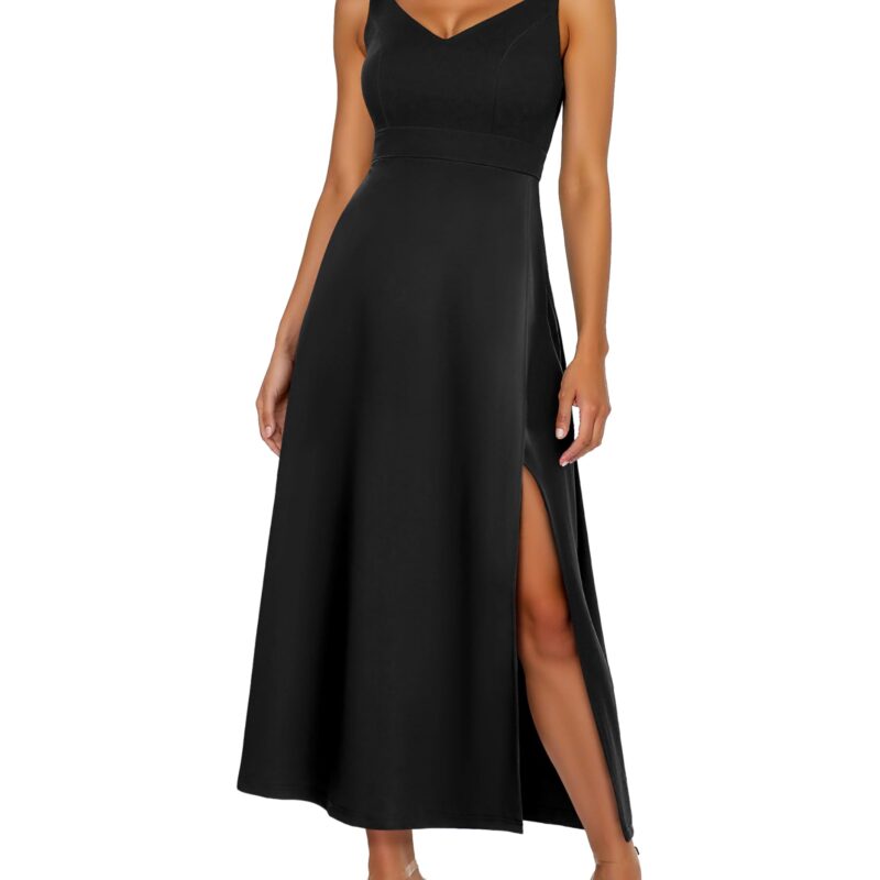 Rochie de cocktail neagra, fara maneci, eleganta, negru, L