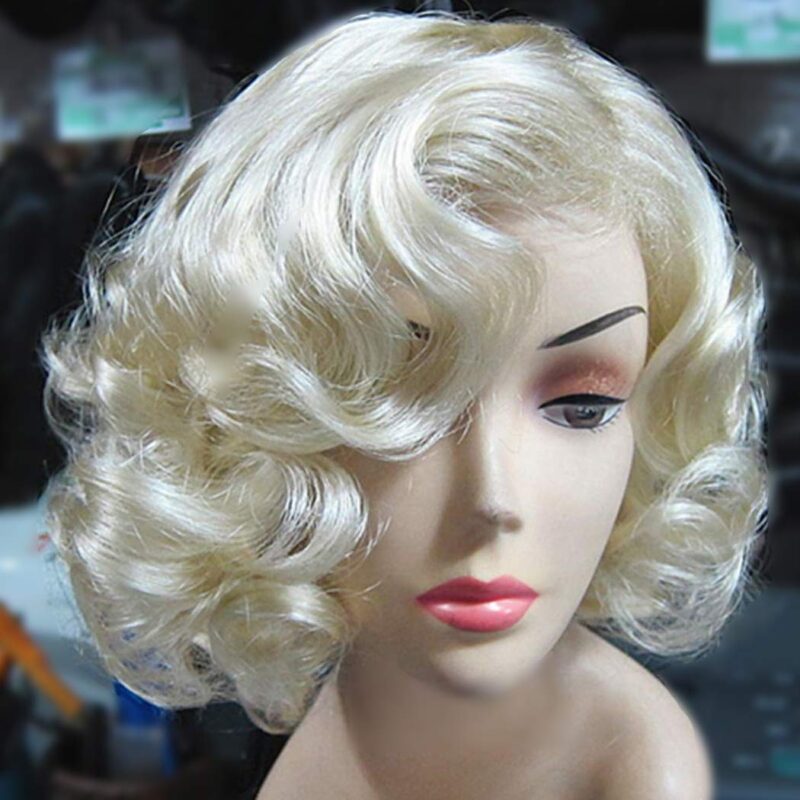 Peruca scurta, blonda deschis, sintetica, vintage anii '20 - '30