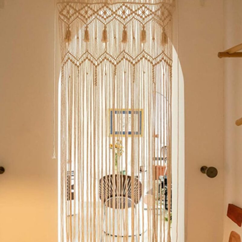 Perdea de usa din macrame, impletita manual, decoratiune boema, 72 x 190cm