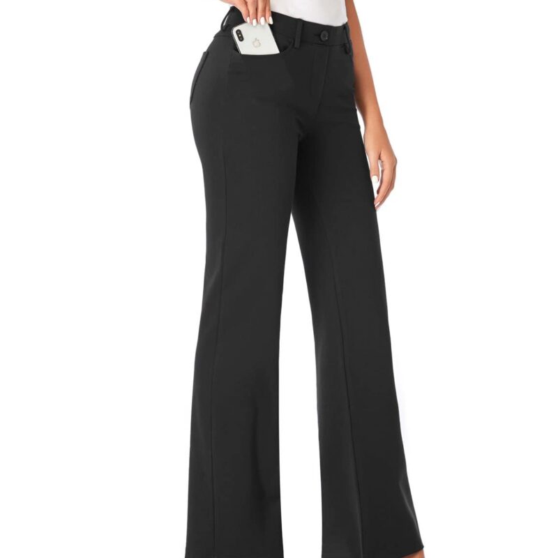 Pantaloni elastici pentru femei, 86cm, cu 4 buzunare, lungi, eleganti, negru, XL