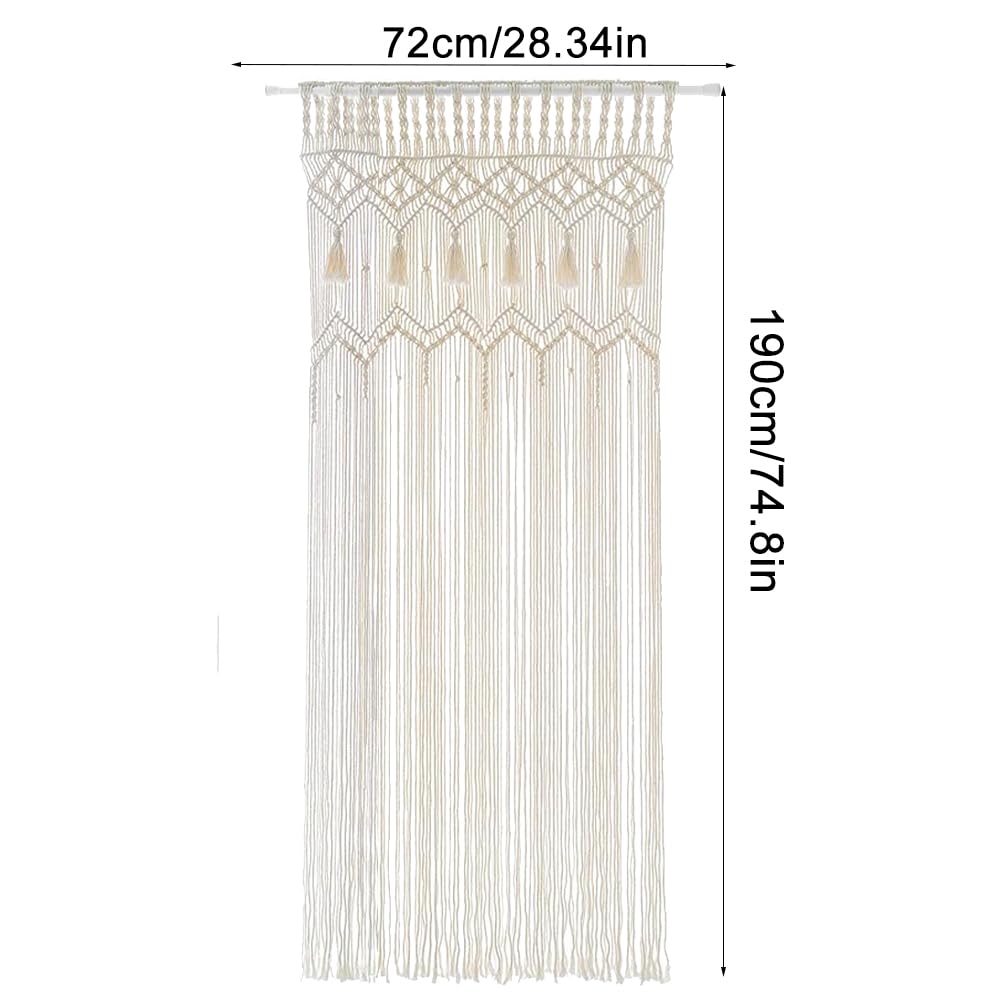 Perdea de usa din macrame, impletita manual, decoratiune boema, 72 x 190cm - imagine 2