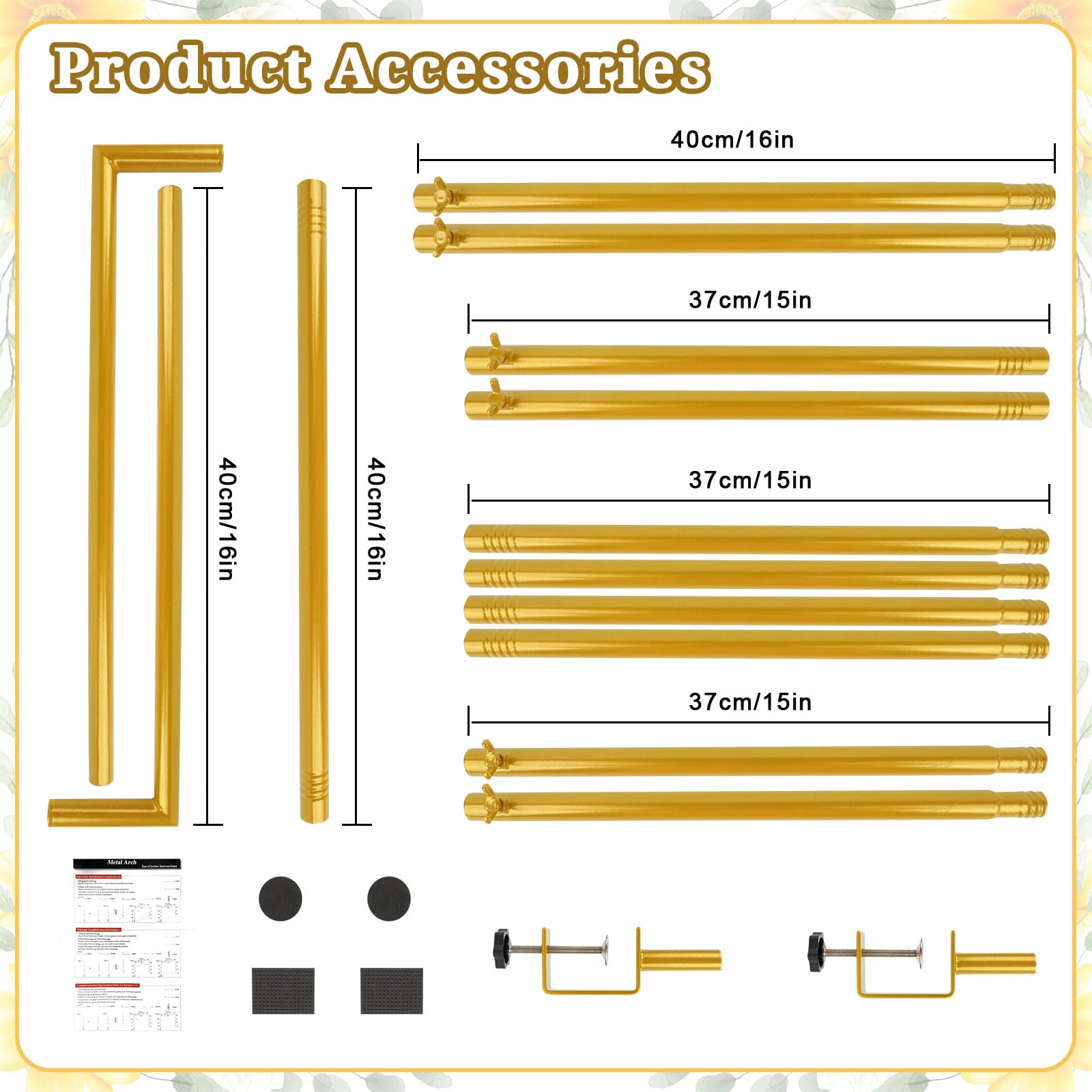 Arcada decorativa cu cleme, reglabila (120 - 254cm lungime, 74 - 147cm inaltime), metalica, pentru decorare evenimente - imagine 3