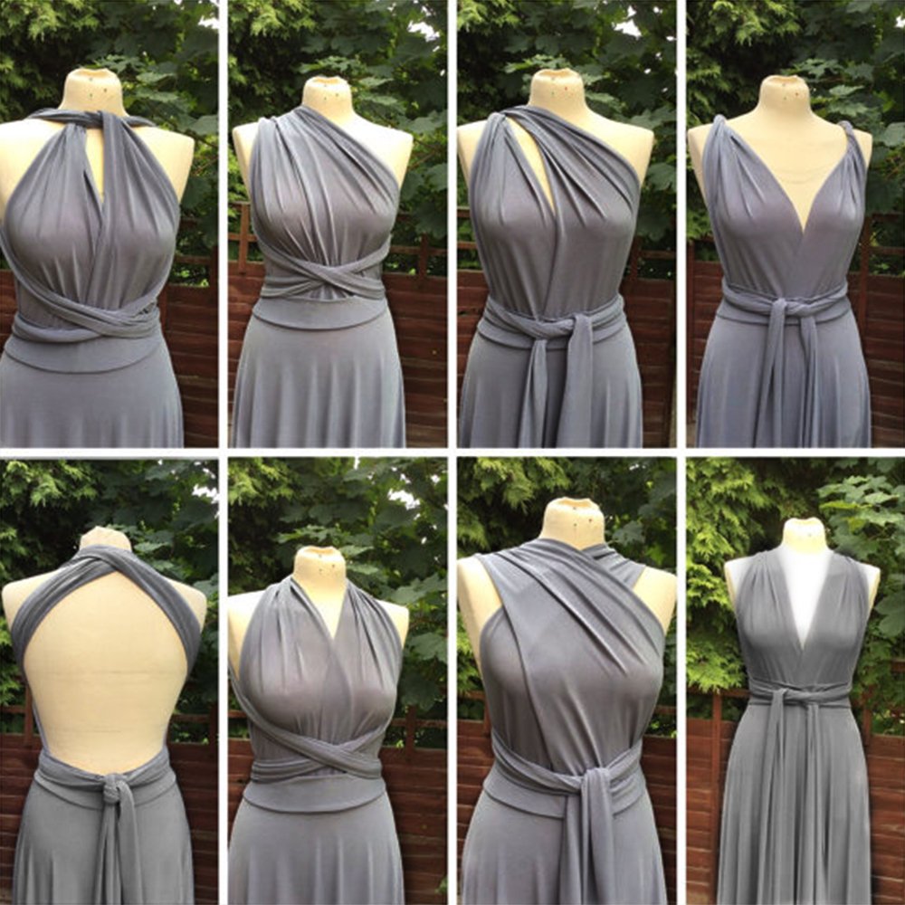 Rochie de seara multifunctionala, lunga pana la podea, de vara, infasurata, cu decolteu in V, verde deschis, M - imagine 5