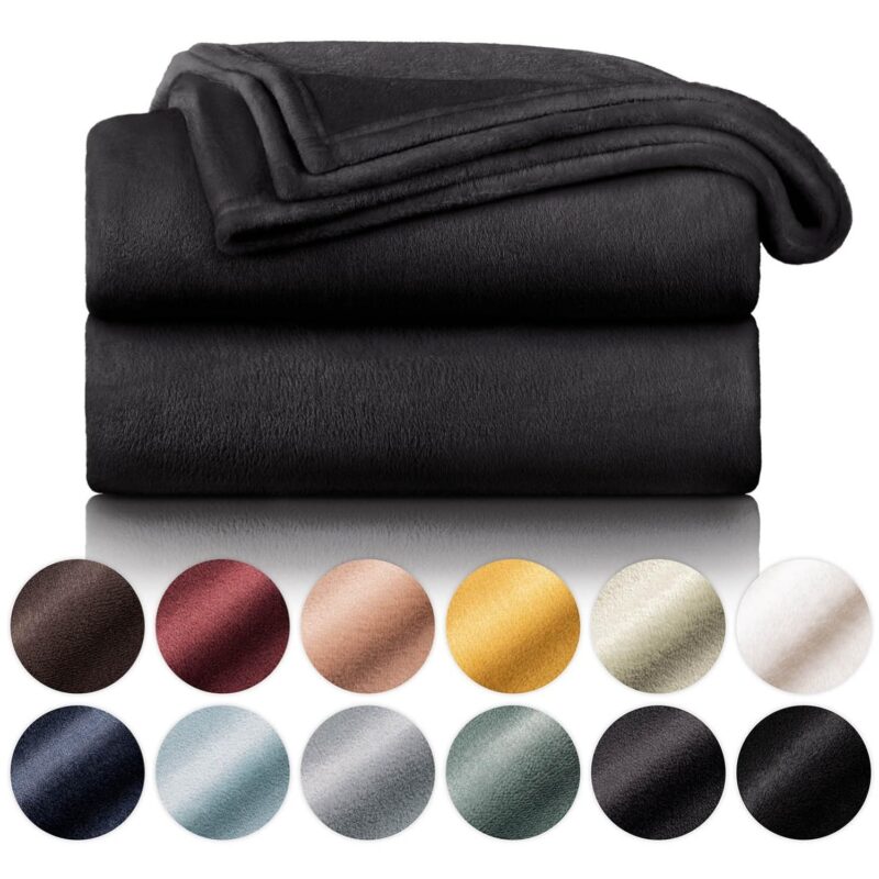 Patura din fleece 270 x 230 cm, super moale, in carouri, certificata OKEO-Tex, antracit