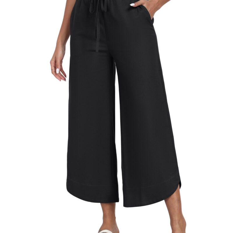 Pantaloni 23% in pentru femei, cu picioare largi, de vara, casual, cu buzunare, kaki, EU XL