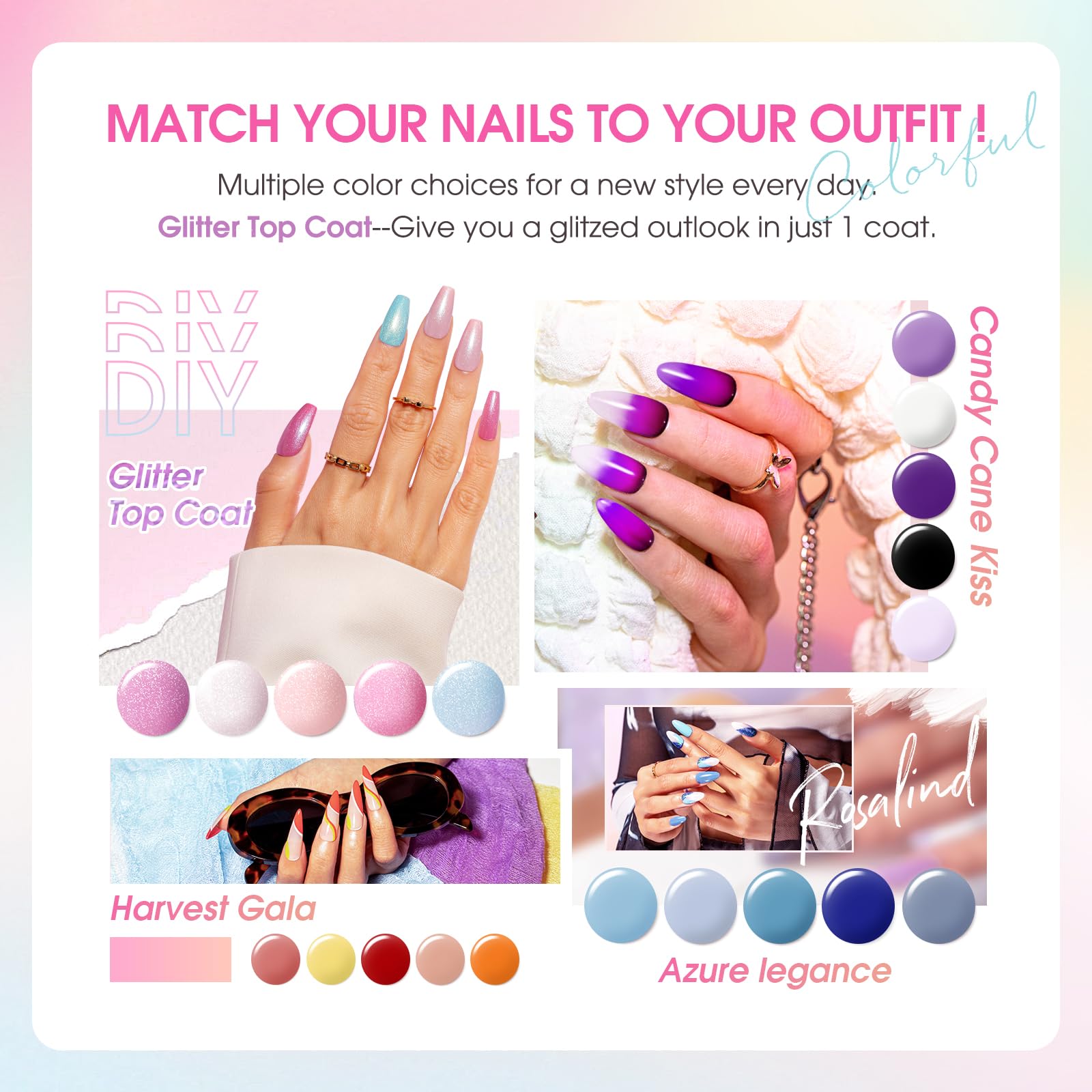 Set de oja 48 de piese, gel UV colorat Soak-Off - imagine 5