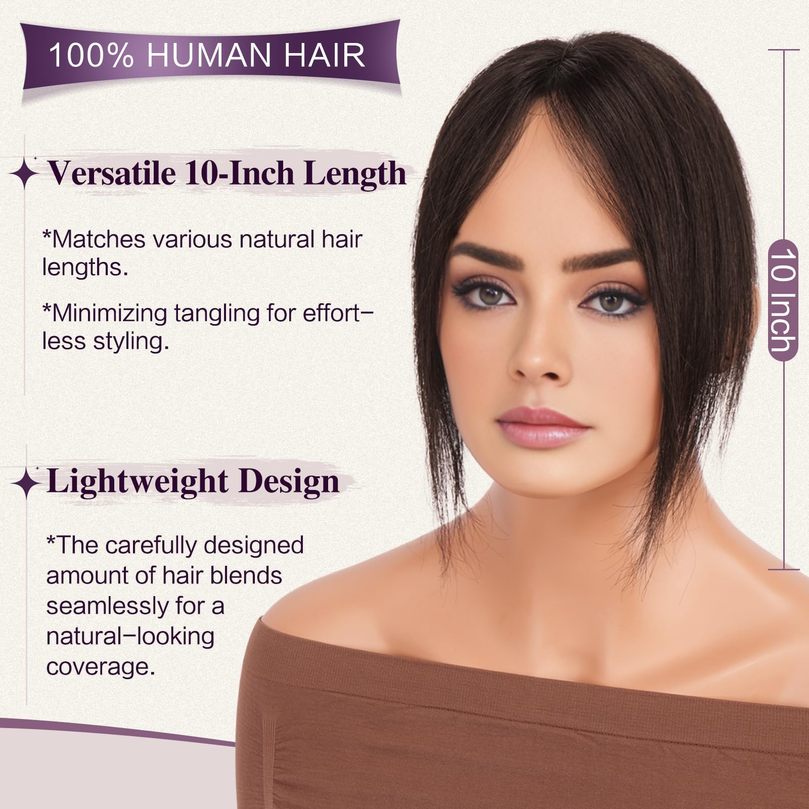 Topper pentru femei, din par natural, castaniu inchis cu 15% blond cacao inchis, cu clips, fara breton - imagine 2