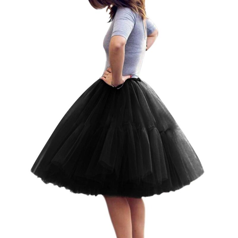 Fusta retro din tul, stil Rockabilly, vintage, anii 1950, negru, marime universala