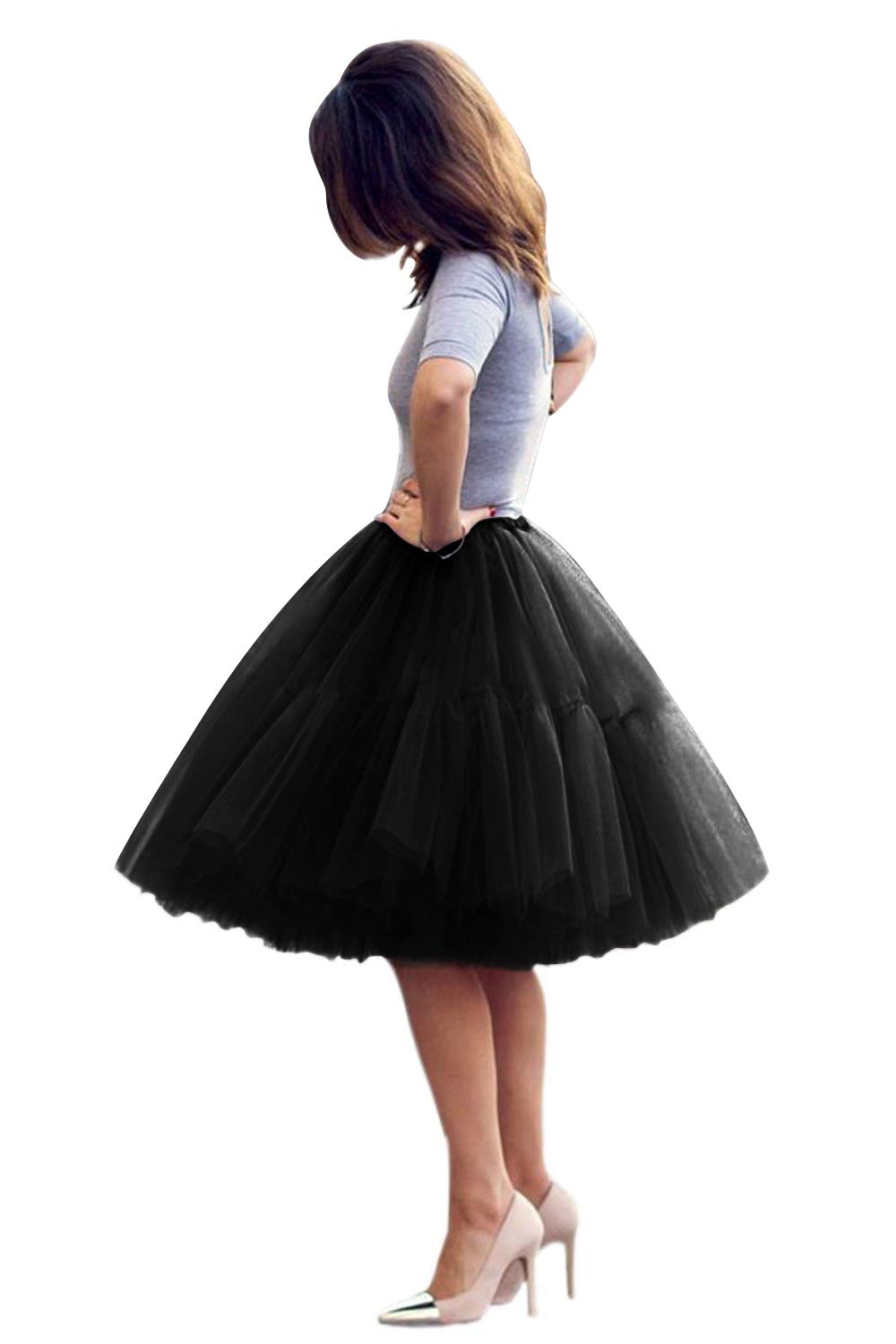 Fusta retro din tul, stil Rockabilly, vintage, anii 1950, negru, marime universala